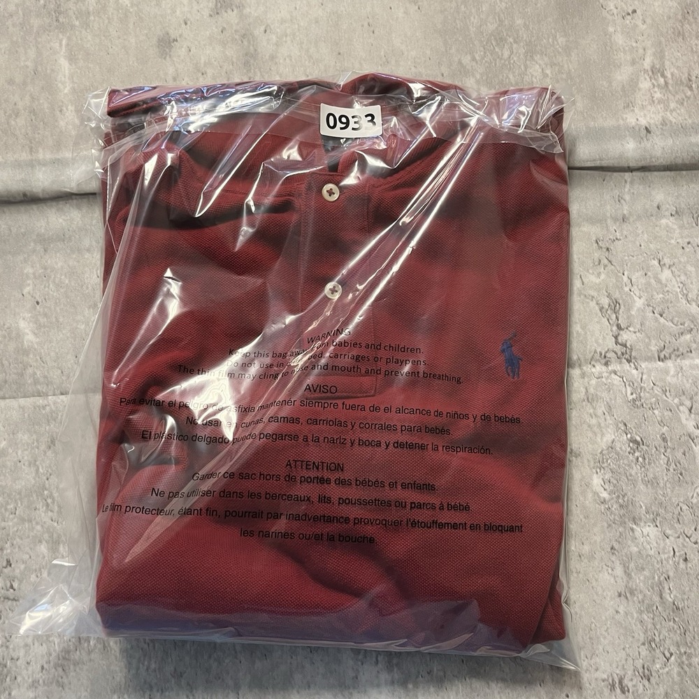 Polo Ralph Lauren Long Sleeve Red Button Polo - 100% Cotton - W/ Pony Mens Large - Picture 9 of 9